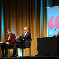 lit.COLOGNE 2019: Margarete von Schwarzkopf, Simon Beckett und Gerd Köster © Ast/Juergens