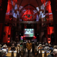 lit.COLOGNE 2022: Denis Scheck, Christina Schenk und Dietmar Bär / Kulturkirche ©Ast/Juergens